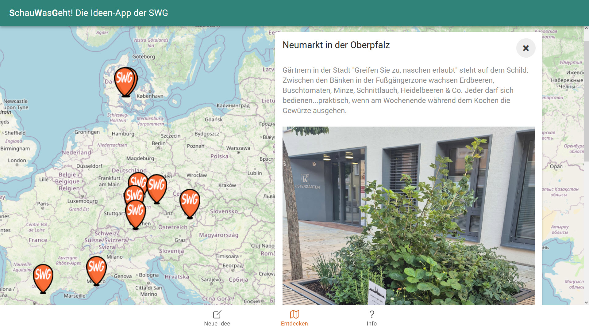 Screenshot der SWG-App